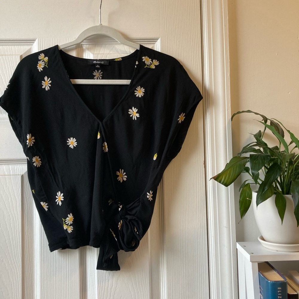 Madewell Sash-Tie Top in Lazy Daisies
